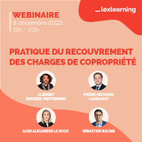 Plaquette promotionnelle de la formation Lexbase sur la pratique du recouvrement des charges de copropriété, avec Me Pierre-Edouard Lagraulet, avocat au barreau de Paris