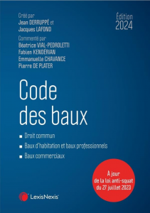 Jacquette du code des baux 2024, dont Pierre de Plater, Avocat, est coauteur