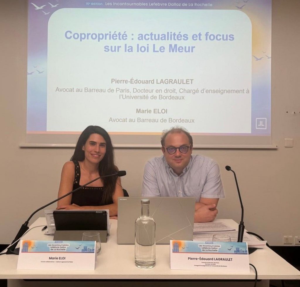 Photo de Me Marie Eloi, avocat à Bordeaux, et Me Lagraulet avocat au barreau de Paris, à l'occasion de la formation Dalloz à La Rochelle